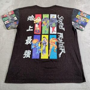 Street Fighter Shirt Mens Large Gray Capcom Graphic Video Game Tee Anime Kanji‎
